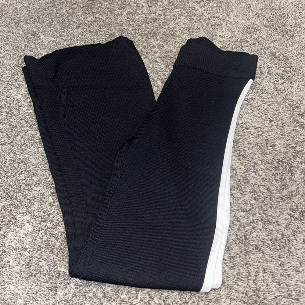 Revolve House Of Harlow Ribbed Flare Wide Leg Black Stripe Pants Small - Picture 6 of 6